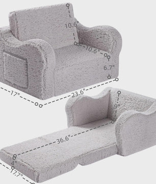 Comfortabele Kinderbank 2-in-1: Uitklapbare Speelstoel met Zachte Sherpa Coating