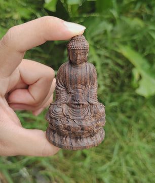 Houten Zittende Buddha Beeldje op Lotus – Zen Decoratie & Spirituele Figuur