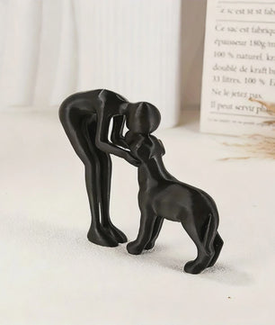 Abstracte Beeldjes: Mens & Hond Vriendschap - Decoratie voor Huis & Kantoor