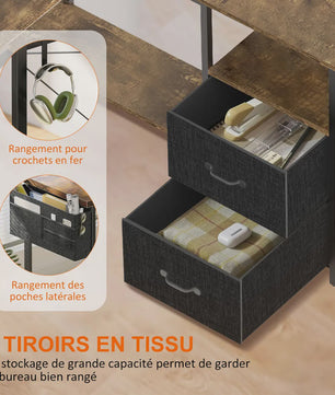 L-Hoekbureau met LED, 3 Stopcontacten, 2 USB-poorten, 2 Laden & Monitorstandaard