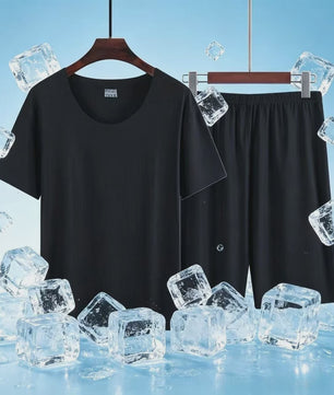 Heren Pyjama Set Korte Mouw & Shorts - Ademend Ijszijde Loungewear