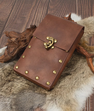 Steampunk Middeleeuwse Lederen Telefoon Portemonnee Tas met Riem - Cosplay Accessoire
