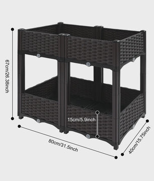 Verhoogd Plantenbed Dubbellaags in Rotan Look - Verticaal Tuinieren voor Balkon & Tuin