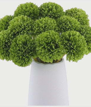 12x Kunst Bolchrysanten Groen - Decoratieve Kunstbloemen voor Huis & Feest