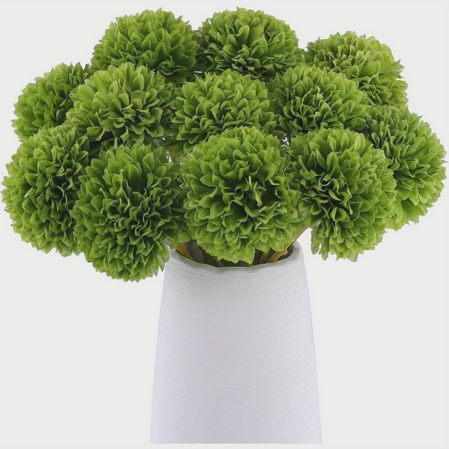 12x Kunst Bolchrysanten Groen - Decoratieve Kunstbloemen voor Huis & Feest