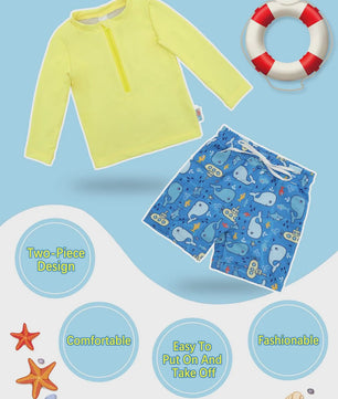 Zwemset Jongens Lange Mouw Rash Guard met Zwembroek - UPF 50+ UV Bescherming