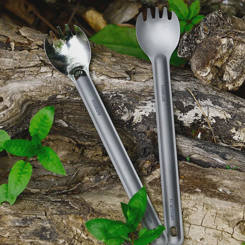 Tiartisan Titanium Spork: Ultralichte Lange Lepel & Vork voor Outdoor Avonturen