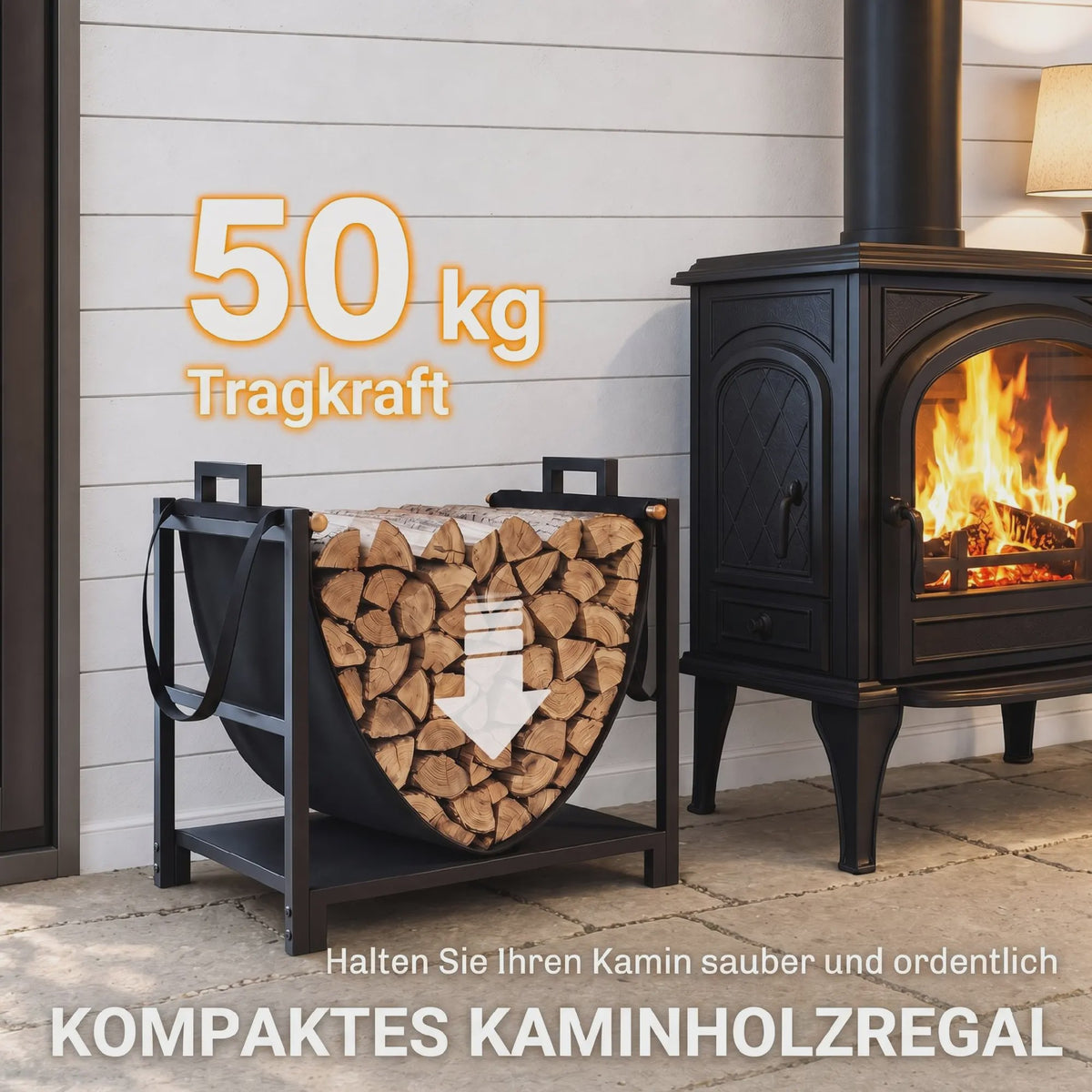 Outsunny Houtrek met Canvas Draagtas - 47.5x33x44cm - 50kg Capaciteit