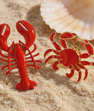 Set Rode Kreeft & Krab Broches - Zomer Accessoires voor Dames