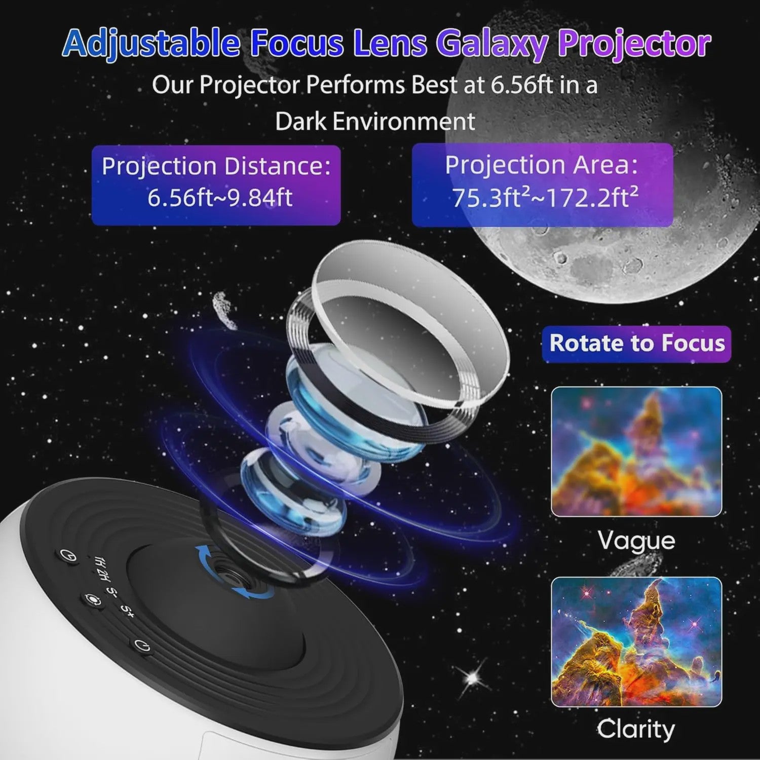 Galaxy Projector Sterrenhemel Nachtlampje met 13 HD Film Discs - 360° Rotatie