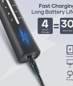 Seago Elektrische Tandenborstel met 10 Opzetborstels - USB Oplaadbaar, 5 Modi