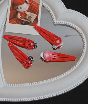 4x Schattige Rode Lieveheersbeestje Haarclips voor Kinderen - Leuke Snap Speldjes