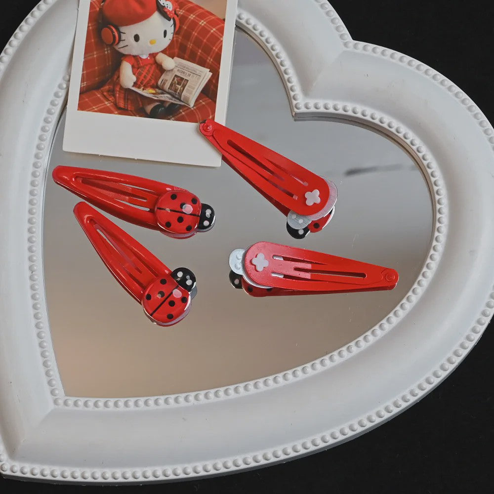 4x Schattige Rode Lieveheersbeestje Haarclips voor Kinderen - Leuke Snap Speldjes