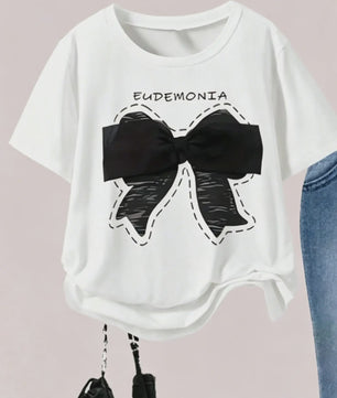 Zomer Outfit Meisjes: Trendy Set met Strikjes - T-shirt & Flared Jeans voor Kinderen (4-12 jaar)