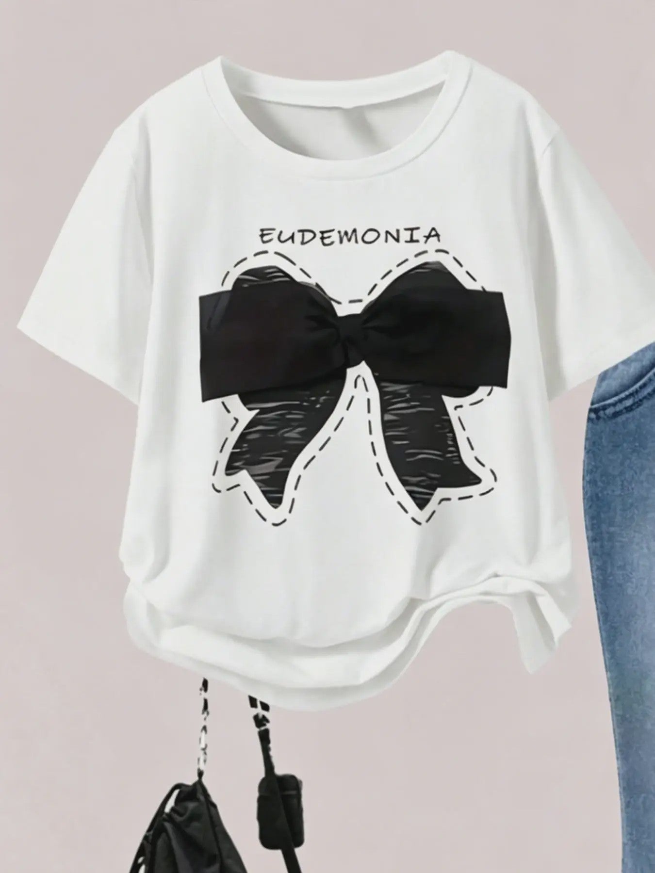 Zomer Outfit Meisjes: Trendy Set met Strikjes - T-shirt & Flared Jeans voor Kinderen (4-12 jaar)