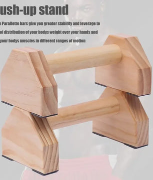Houten Push-up Stands & Parallettes - Stabiele Grepen voor Thuis Fitness en Krachttraining