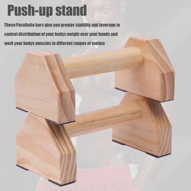 Houten Push-up Stands & Parallettes - Stabiele Grepen voor Thuis Fitness en Krachttraining