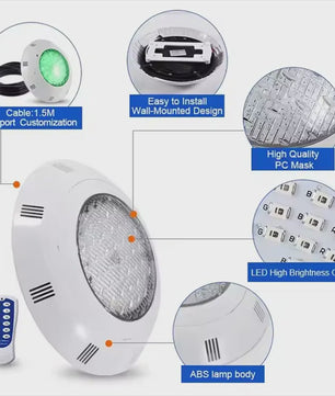 RGB LED Zwembadverlichting - Waterdicht IP68 Wandmontage - Kleurveranderend met Afstandsbediening