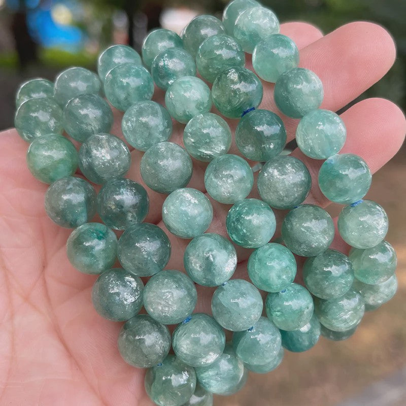 Natuurlijke Blauwe Chloriet Kralen Armband - Handgemaakt & Elastisch voor Dames