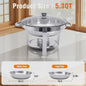 RVS Buffet Chafing Dish Set (5L) - Rond, met Deksel - Ideaal voor Feesten & Buffetten