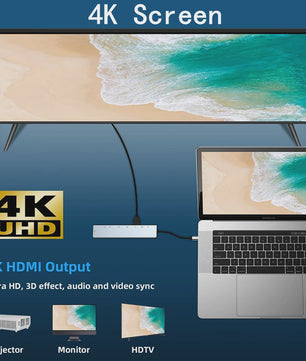 11-in-1 USB-C Hub Docking Station met 4K HDMI, VGA, RJ45, SD/TF Kaartlezer & PD Charge