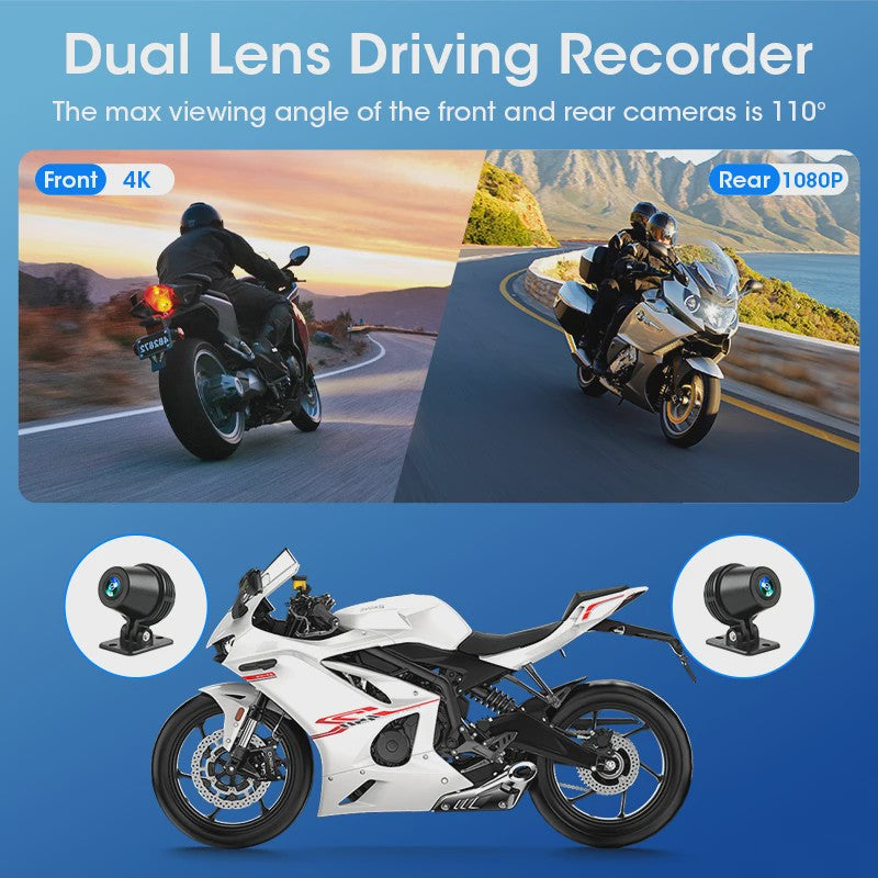Jansite 8.1" Motorfiets GPS Navigatie met 4K DVR, CarPlay & Android Auto