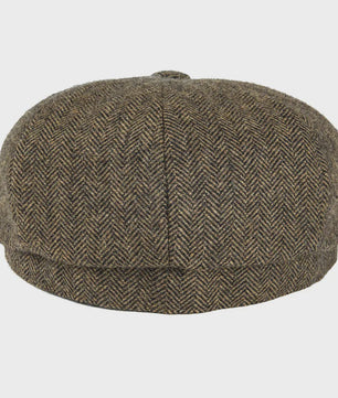 Stijlvolle Heren Herringbone Tweed Flat Cap - Britse Retro Newsboy Pet