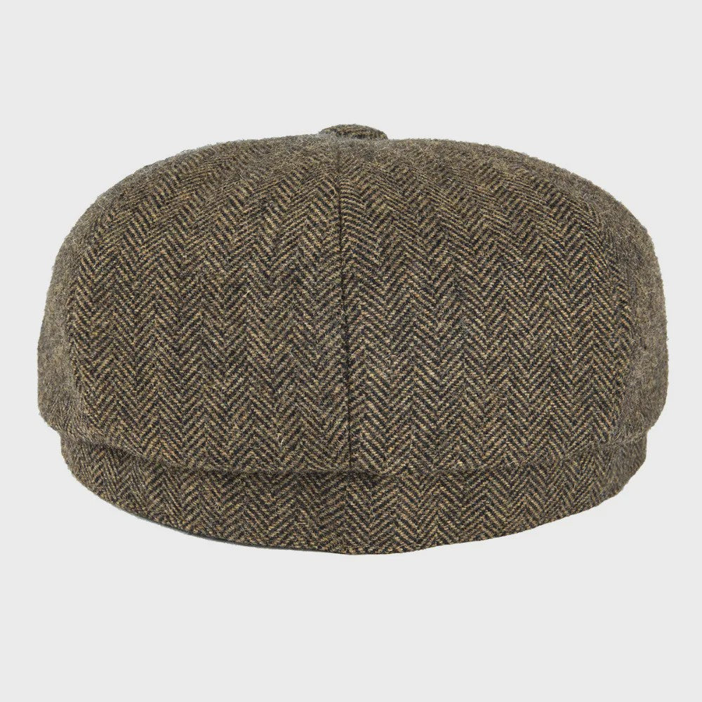 Stijlvolle Heren Herringbone Tweed Flat Cap - Britse Retro Newsboy Pet