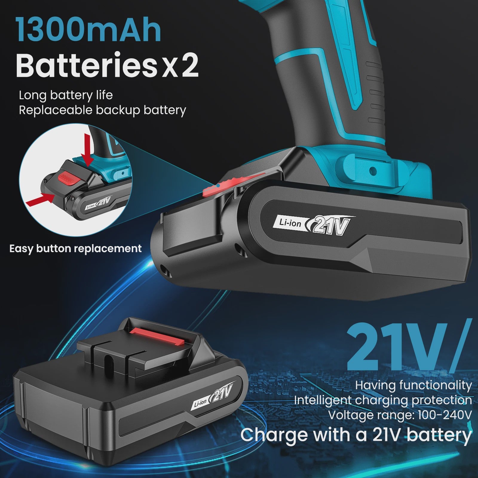 Accu Klopboormachine & Schroefmachine: 32 Draaimomenten, 2 Snelheden, 2 Batterijen
