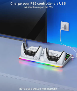 PlayStation 5 Cooling Stand met LED, Controller Oplaadstation & 3-Speed Ventilator