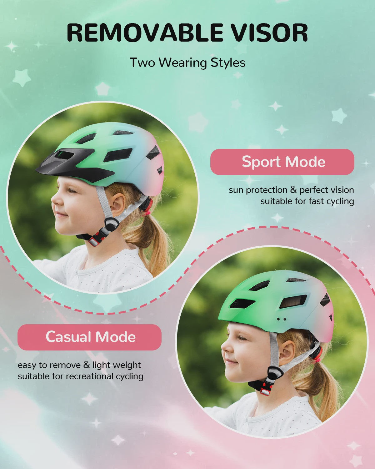 Lichtgewicht Kinderhelm met Afneembare Vizier - Veilig Fietsen, Scooter & Skate