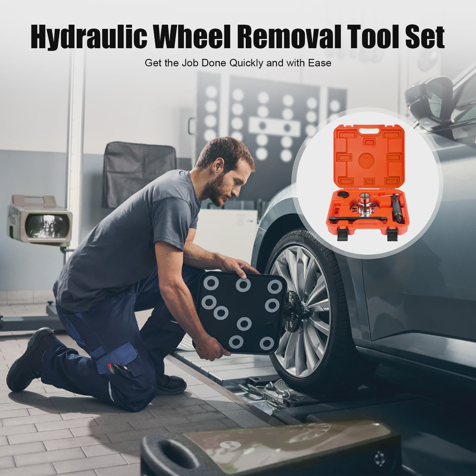 10T Hydraulische Wiel Verwijderaar Set - Professionele Velg Trekker voor 4/5 Gats Velgen (96-125mm)