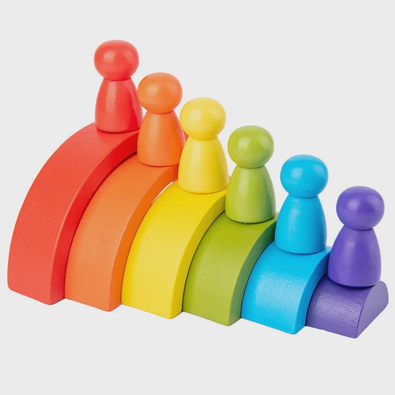 Houten Regenboog Stapel- en Balansspeelgoed - Montessori Educatief Speelgoed voor Kinderen
