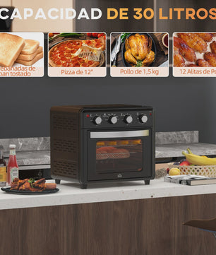 Homcom Multifunctionele Tafeloven - 30L, 1600W, Zwart