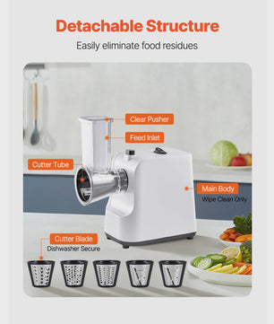 Elektrische Groentesnijder & Salade Maker 200W met 5 Opzetstukken