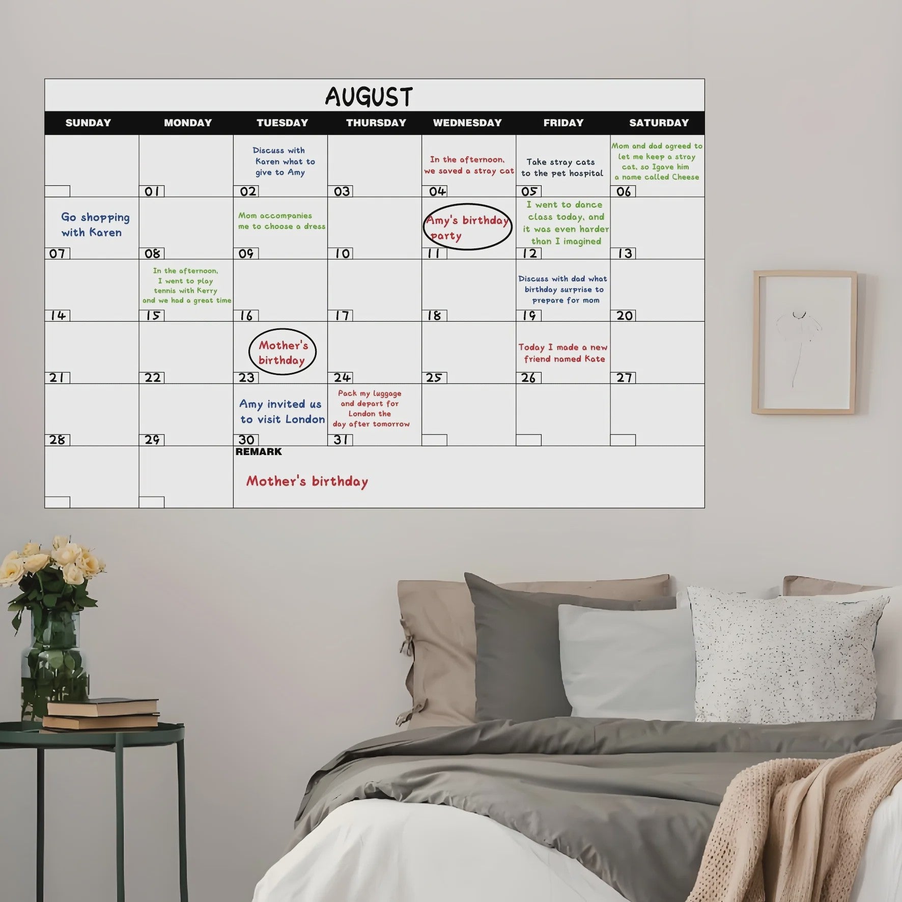 Extra Grote Herschrijfbare Wandkalender Poster - Maandplanner 100x65cm