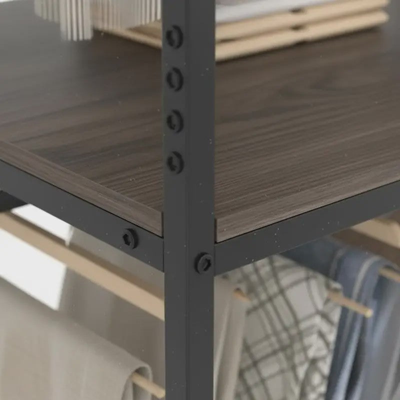 Hoek Kledingrek Wardrobe met Opslagplanken en Hangrail - 100x100x200 cm