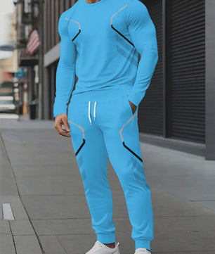 Herenset: Ronde Hals Sweater & Broek met 3D Print - Streetwear Lente/Herfst 2025