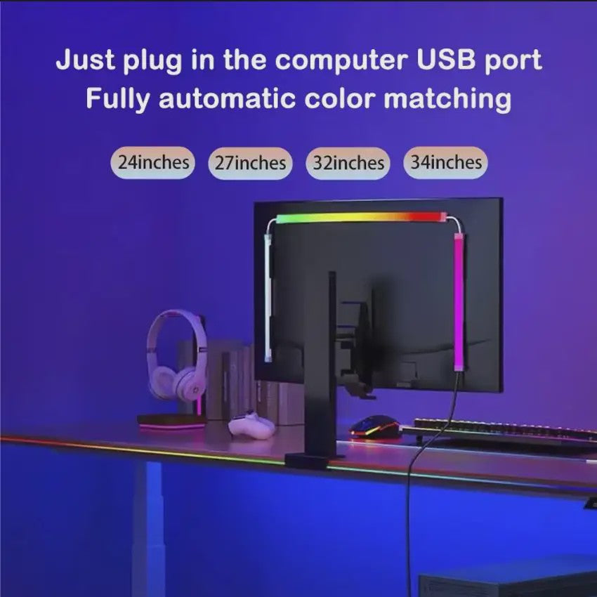 RGBIC LED Strip Verlichting voor Monitor (24-34 Inch) - APP & Muziek Sync