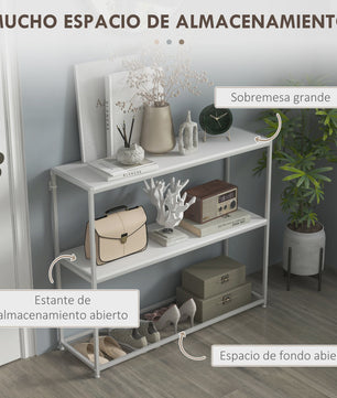 Stijlvolle Witte Console Tafel met Open Planken - 100x30x87 cm