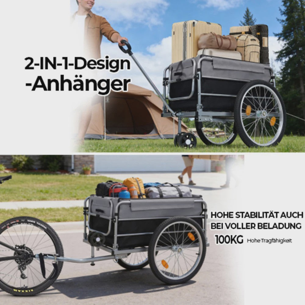 Robuuste Cargo Fietskar met 50 Kg Laadvermogen en Universele Koppeling - Ideaal voor Boodschappen en Transport