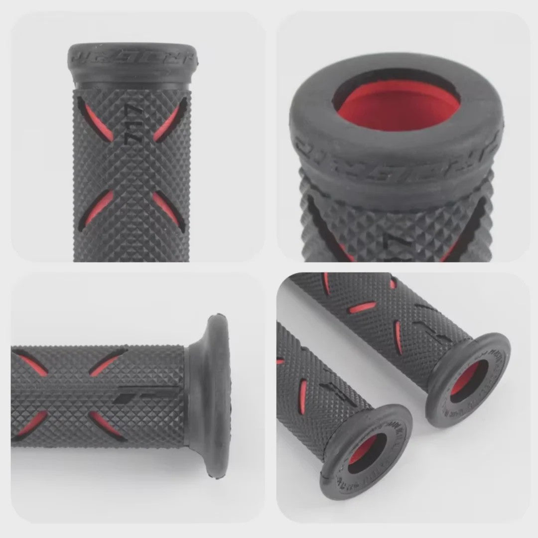 Set Motor Stuurhandvatten 22mm - Antislip Rubber & Aluminium Eindkappen