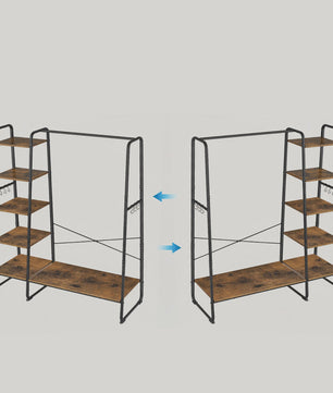 Stijlvolle Kledingrek met 6 Haken en Opbergplanken - 120x45x160 cm