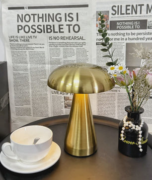 Retro Mushroom Tafellamp - LED, Touch Control, 3 Kleuren, Oplaadbaar