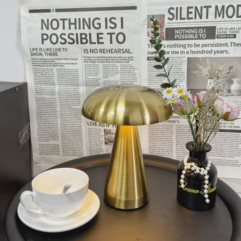 Retro Mushroom Tafellamp - LED, Touch Control, 3 Kleuren, Oplaadbaar