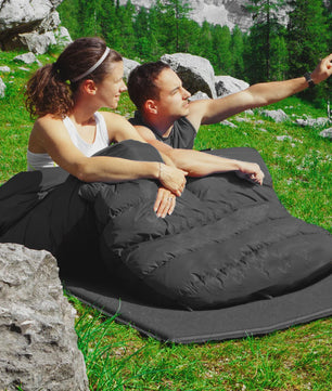 2-in-1 Slaapzak XL voor 2 Personen | Dubbel of Twee Enkele Slaapzakken | Inclusief 2 Kussens | 220x150cm
