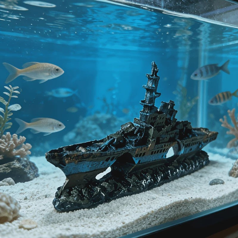 Uniek Scheepswrak Aquarium Decoratie - Realistisch Ontwerp voor Vissenverblijf