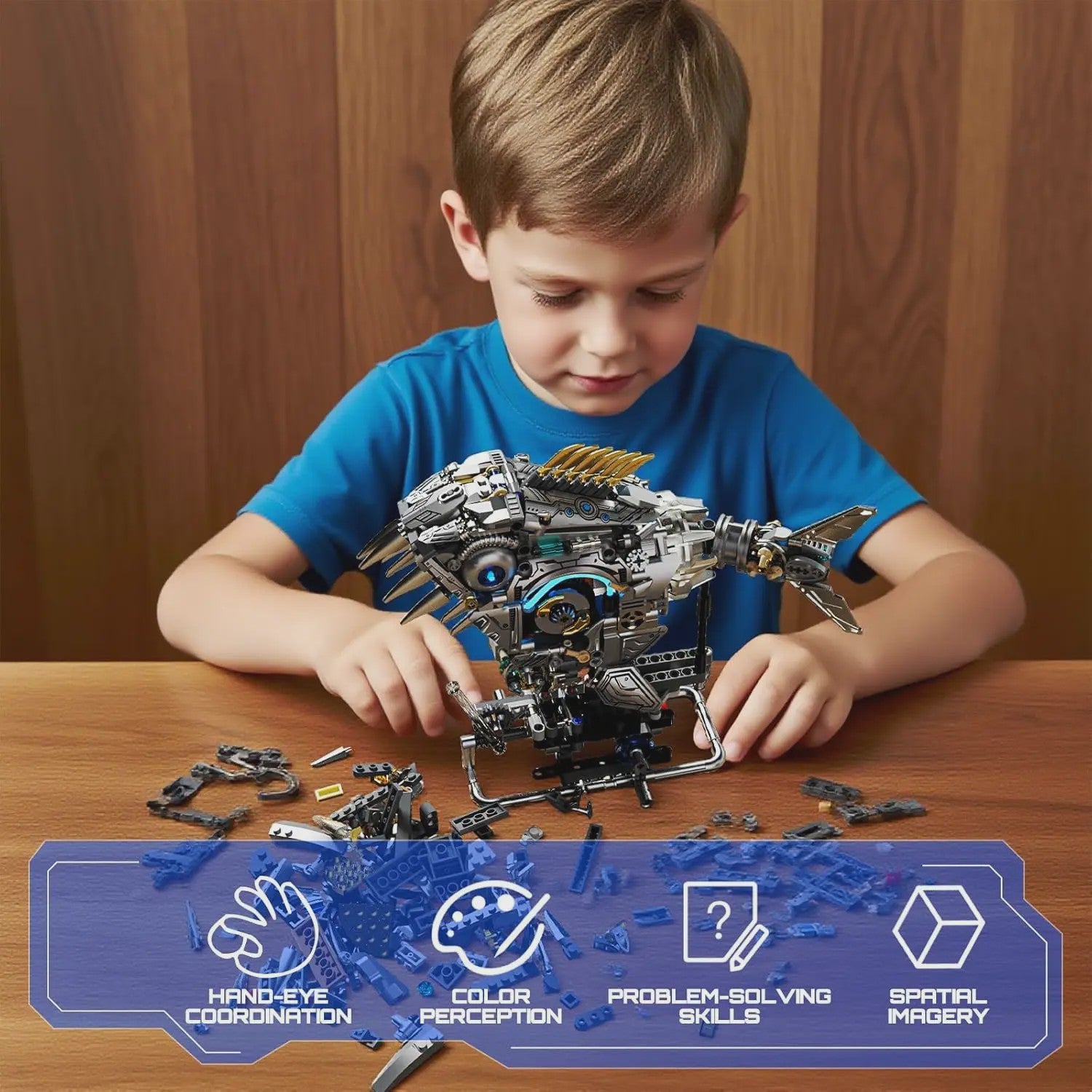 Mechanische Piranha Bouwset - 1085 Stukjes - STEM & Creatief Speelgoed