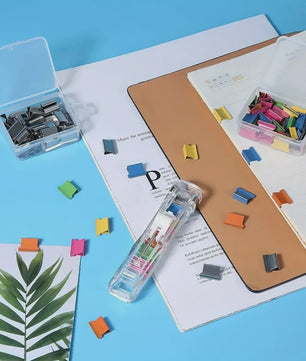 Set van 2 Nietloze Nietmachines met 100 Herbruikbare Paperclips - Papierklemmen