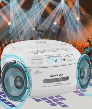 Draagbare CD-speler met Bluetooth, Cassetterecorder & USB - Stereo voor Thuis & Onderweg